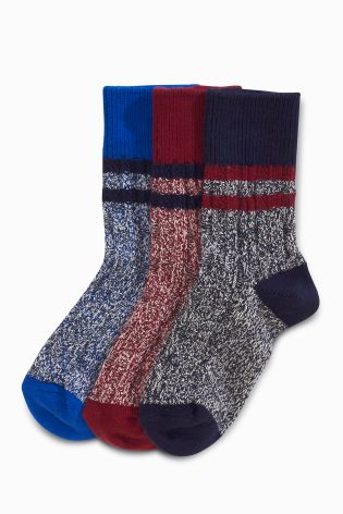 Blue Twisted Boot Socks Three Pack (Older Boys)